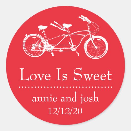 Fahrrad für zwei Lieben ist süße Etiketten (rot) Runder Aufkleber (Vorderseite)