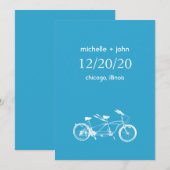 Fahrrad für zwei Save the Date gebaut (blau) (Vorne/Hinten)