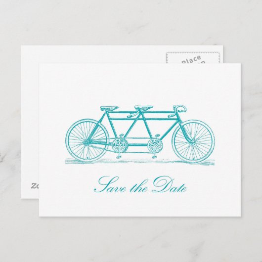 Fahrrad für zwei Save the Date Postkarten gebaut (Vorne/Hinten)