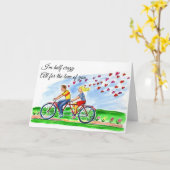 Fahrrad für zwei Valentine Liebe Postkarte (Gelbe Blume)