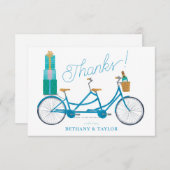 Fahrrad für zwei Wasserfarben Tandem Fahrrad Dankeskarte (Vorne/Hinten)
