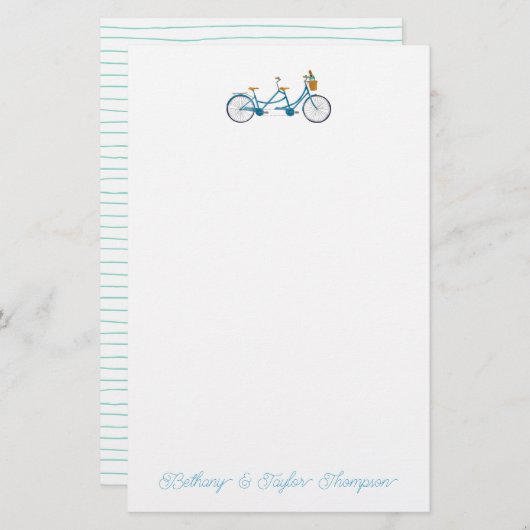 Fahrrad für zwei Wasserfarben Tandem Fahrrad & Nam Briefpapier (Vorne/Hinten)