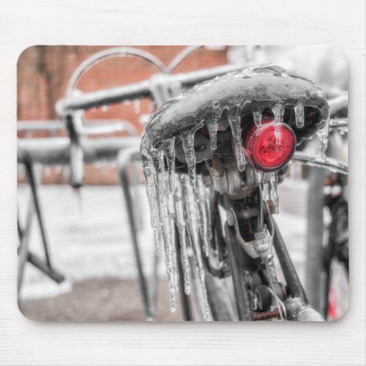 Fahrrad gefroren in Winterfotografie Mousepad (Vorne)