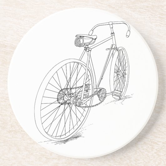 Fahrrad-Grafik Sandstein Untersetzer (Vorne)