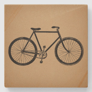 Fahrrad-Illustration Vintage Braun Radfahren Steinuntersetzer