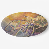 FAHRRAD IM PARK-MONOGRAM-PARTY PAPPTELLER (Schrägansicht)