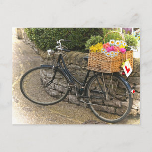Fahrrad im Vintage-Stil mit Blumen Foto-Postkarte Postkarte