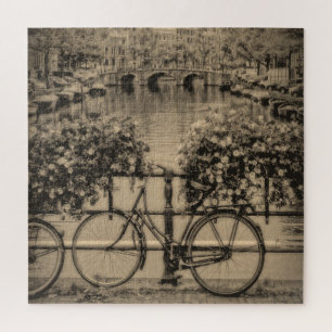 Fahrrad in Amsterdam - Sepia - 20x20 - 676 pc Puzzle