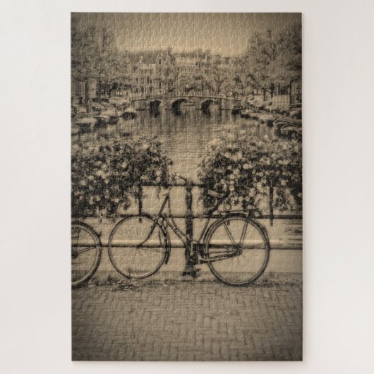 Fahrrad in Amsterdam - Sepia - 20x30 - 1014 pc Puzzle (Vertikal)