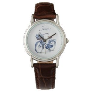 Fahrrad in Delft Blue individuell anpassbar Armbanduhr