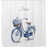 Fahrrad in Delft Blue individuell anpassbar Duschvorhang (Vorderseite)