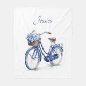 Fahrrad in Delft Blue individuell anpassbar Fleecedecke (Vorderseite)