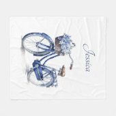 Fahrrad in Delft Blue individuell anpassbar Fleecedecke (Vorderseite (Horizontal))