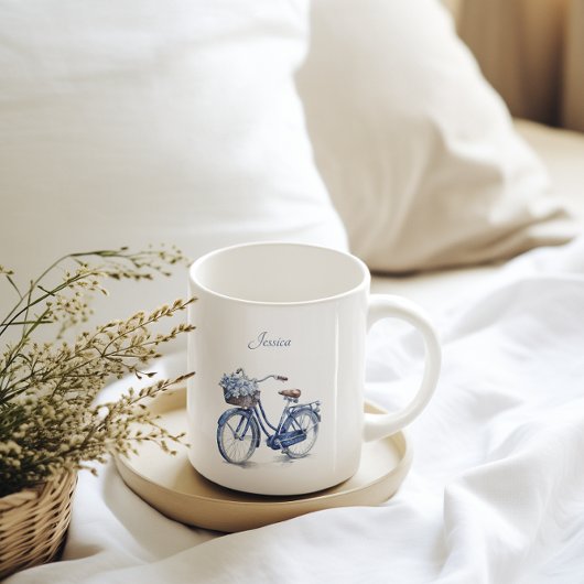 Fahrrad in Delft Blue individuell anpassbar Zweifarbige Tasse