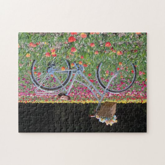 Fahrrad in einem Tulip Field! Puzzle (Horizontal)