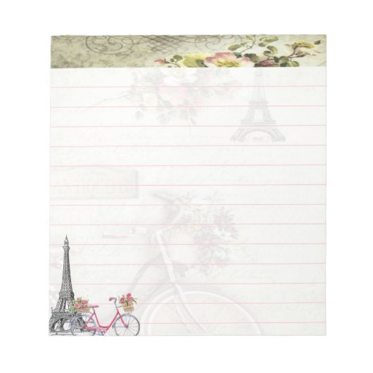 Fahrrad in Paris Notizblock (Vorderseite)
