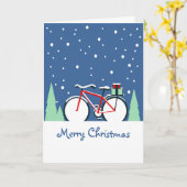 Fahrrad in Schnee Weihnachtskarte Karte (Gelbe Blume)