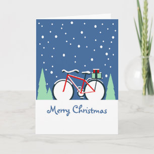 Fahrrad in Schnee Weihnachtskarte Karte