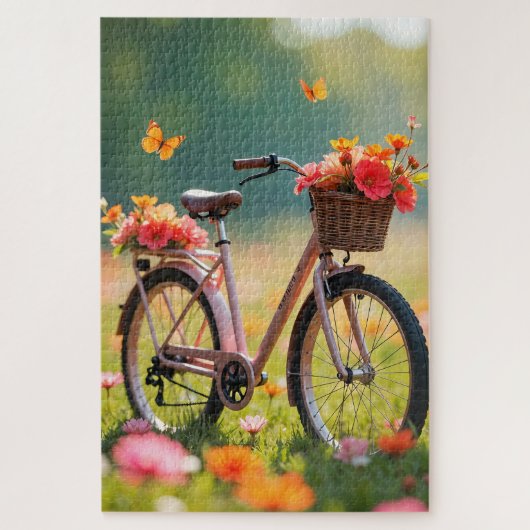 Fahrrad in Wildblumen Puzzle (Vertikal)