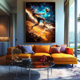 Fahrrad Kick Legend - Dynamische Sportkunst - Fußb Leinwanddruck