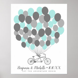Fahrrad & Luftballons Gästebuchposter - 50 Felder Poster