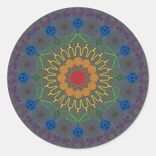 Fahrrad Mandala 2 Runder Aufkleber (Vorderseite)