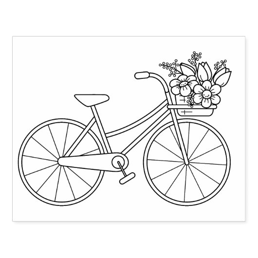 Fahrrad mit Blume Basket Farbseite Gummistempel (Prägung)