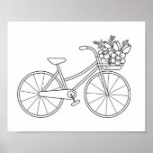 Fahrrad mit Blume Basket Farbseite Poster (Vorne)