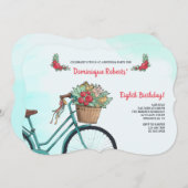 Fahrrad mit Blume Einladung (Vorne/Hinten)