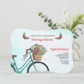 Fahrrad mit Blume Einladung (Stehend Vorderseite)
