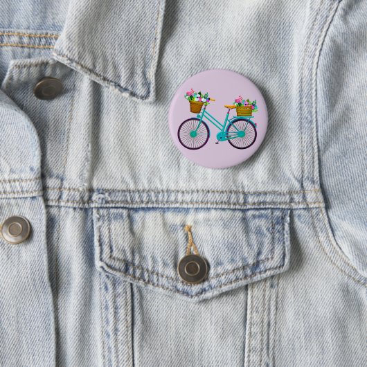 Fahrrad mit Blume im Korbfahrrad Button (Beispiel)