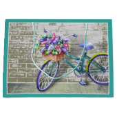 Fahrrad mit Blume Korb Große Geschenktasche Große Geschenktüte (Vorderseite)