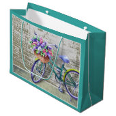 Fahrrad mit Blume Korb Große Geschenktasche Große Geschenktüte (Vorderseite Schrägansicht)