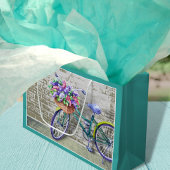 Fahrrad mit Blume Korb Große Geschenktasche Große Geschenktüte