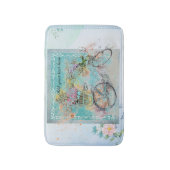 Fahrrad mit Blume-Körben auf blauem Schoß Badematte (Vorderseite Vertikal)