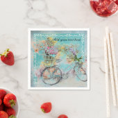 Fahrrad mit Blume-Körben auf blauem Schoß Serviette (Beispiel)