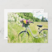 Fahrrad mit Blume Postkarte (Vorne/Hinten)