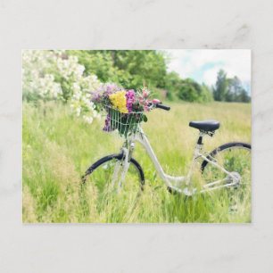 Fahrrad mit Blume Postkarte