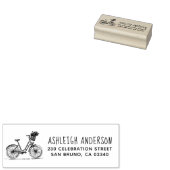 Fahrrad mit Blume Rücksendeadresse handgeschrieben Gummistempel (Stempel)