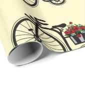 Fahrrad mit Blume Umschlagpapier Geschenkpapier (Rolleneckpunkt)
