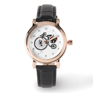 Fahrrad mit Blumen, die auf dich warten Armbanduhr