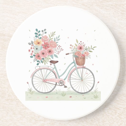 Fahrrad mit Blumen Getränkeuntersetzer (Vorne)