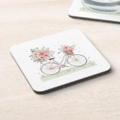 Fahrrad mit Blumen Getränkeuntersetzer (Linke Seite)