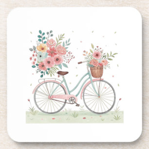 Fahrrad mit Blumen Getränkeuntersetzer