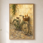 Fahrrad mit Brotkorb Wasserfarbenposter Poster