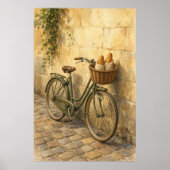 Fahrrad mit Brotkorb Wasserfarbenposter Poster (Vorne)