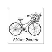 Fahrrad mit einem Blume-Korb Gummistempel (Prägung)