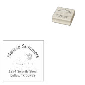 Fahrrad mit einer Blume-Korb-Bogenadresse Gummistempel (Stempel)