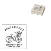 Fahrrad mit einer Blume-Korb-Bogenadresse Gummistempel (Stempel)
