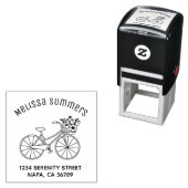 Fahrrad mit einer Blume-Korb-Bogenadresse Permastempel (Beispiel)